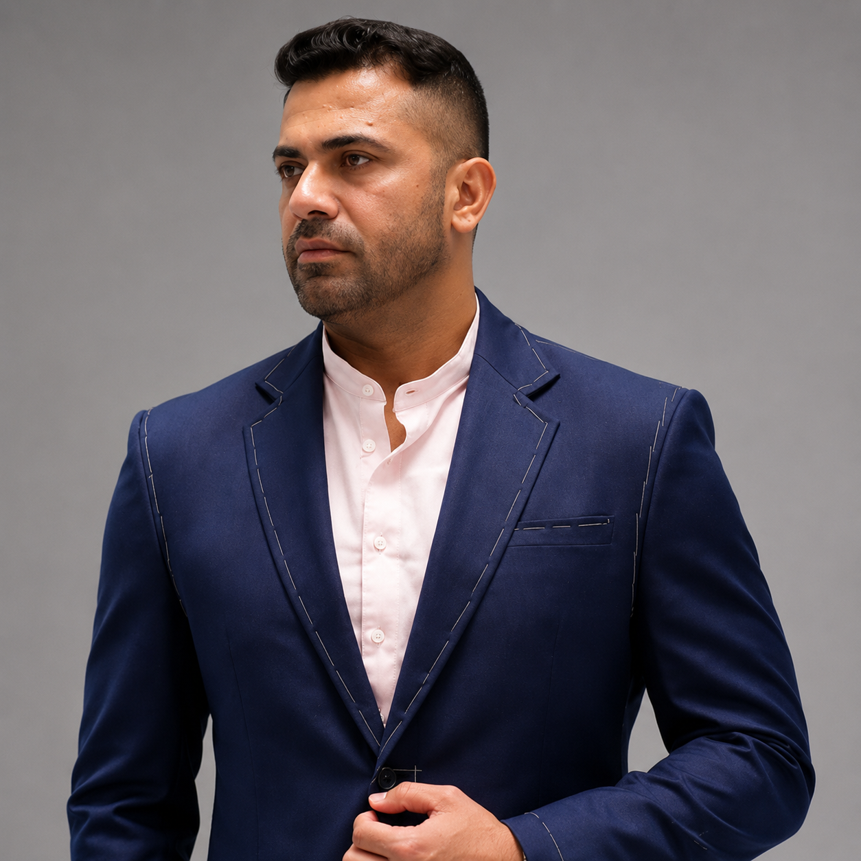 
                  
                    Wahab Riaz Pakistani Legend Fast Bowler wearing Navy Blue 2 Piece Suit for Men in Australian Heritage Wool
                  
                