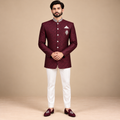 Dark Maroon Prince Coat with Silver Embellishments