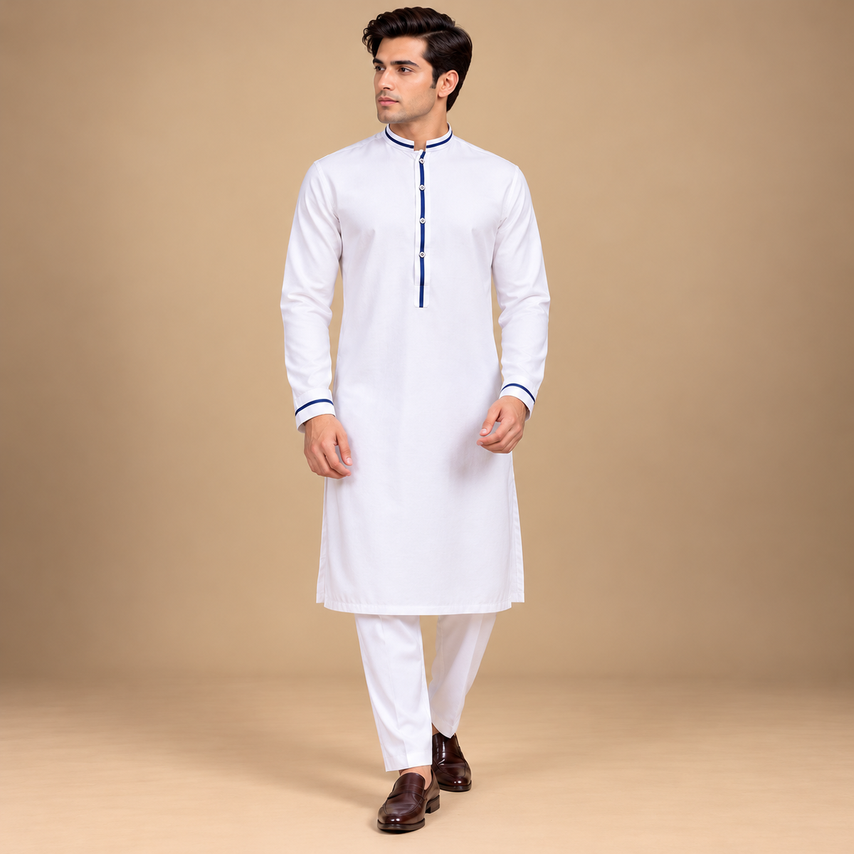Premium Self-Textured Cotton Shalwar Kameez for Men