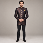 Custom-made jamawar prince coat for mehndi