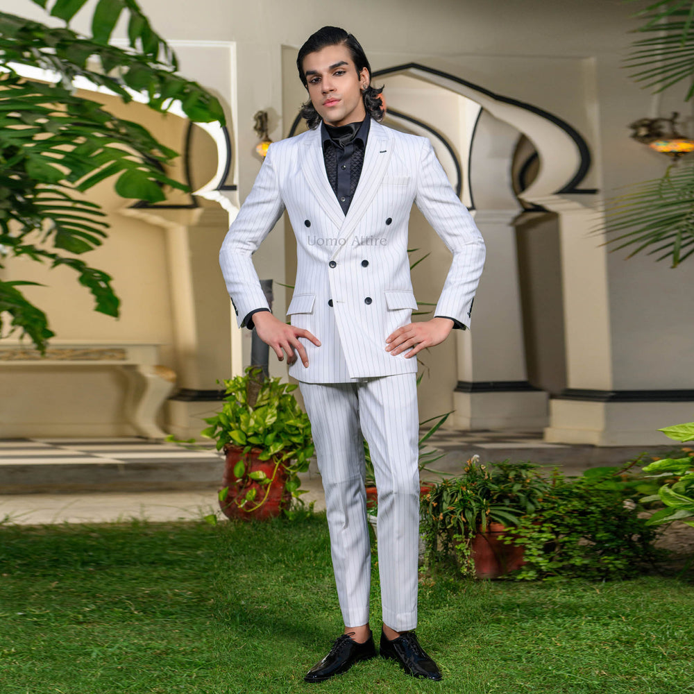 Elegant Pinstripe Double-Breasted Suit Timeless Sophistication and Modern Style