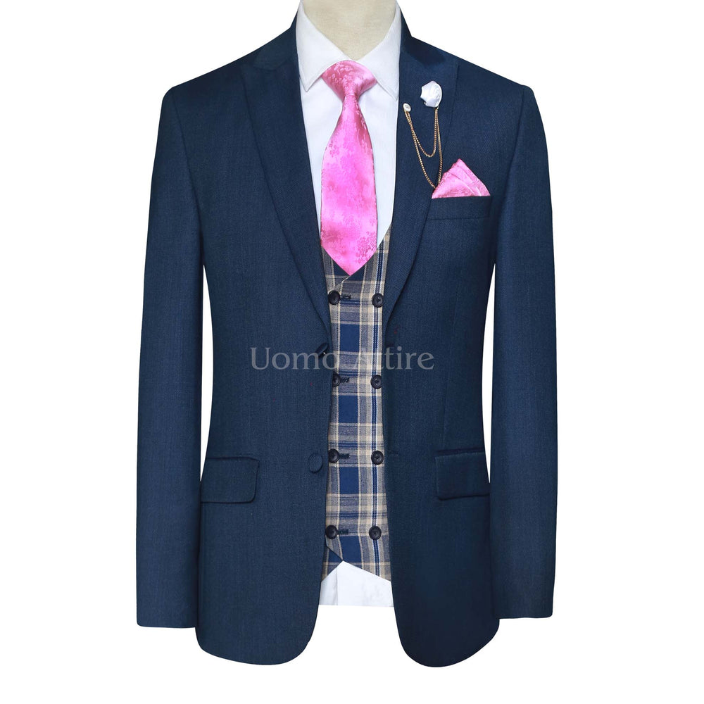 drak blue 3 piece suit for men