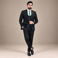 Luxury Italian Wool Three-Piece Suit with Checkered Waistcoat