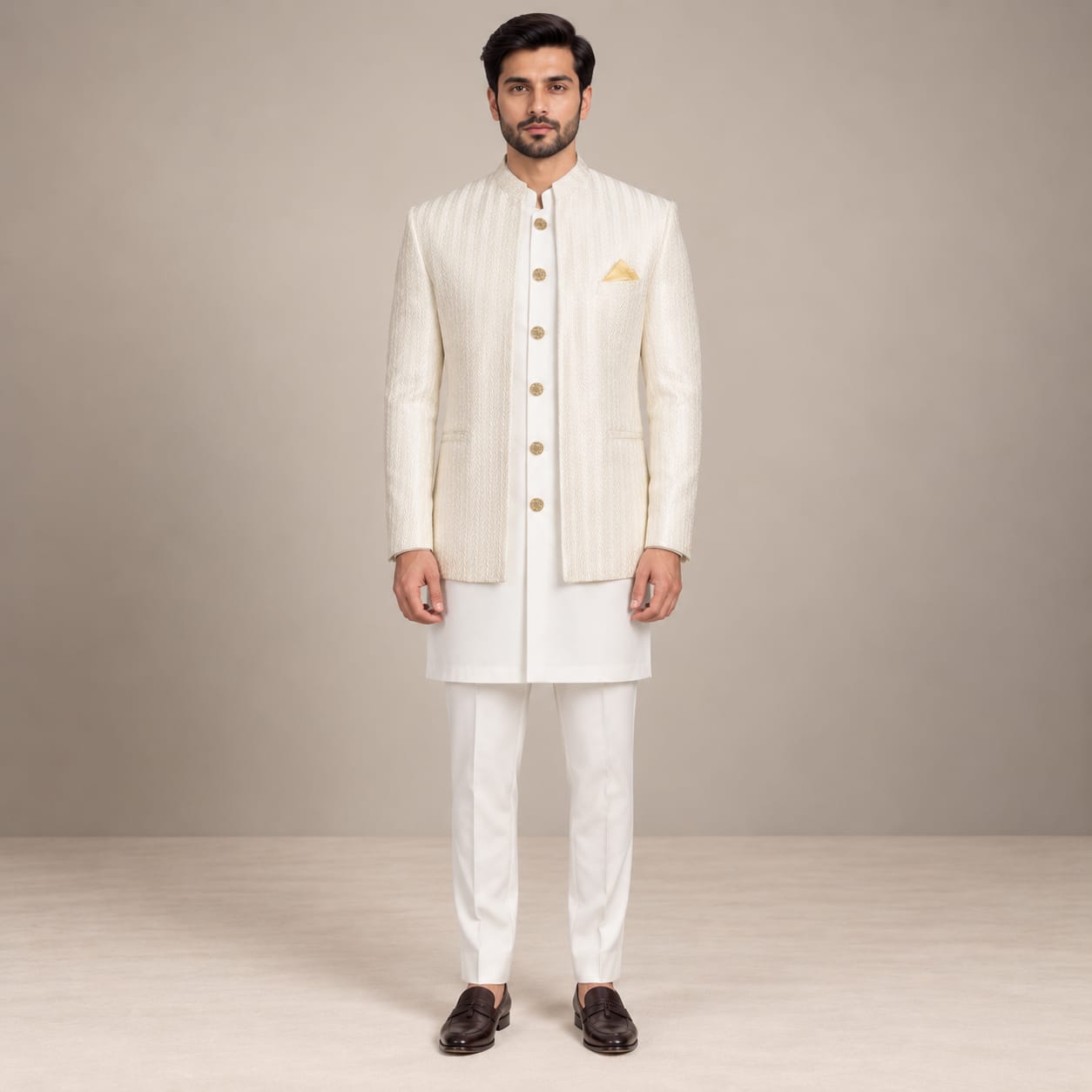 
                  
                    Open front White Prince Coat for Nikkah
                  
                