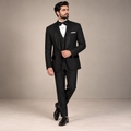Jet Black Tropical Fabric Tuxedo with Hand Embellishment for Men