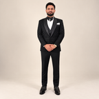 Men's Luxury All-Black Crystal Embroidered Tuxedo with Shawl Lapel