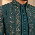 EMERALD REGAL EMBROIDERED BANDHGALA SUIT