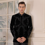 Opulent Black Velvet Embellishment and Jeweled Prince Two Piece Suit