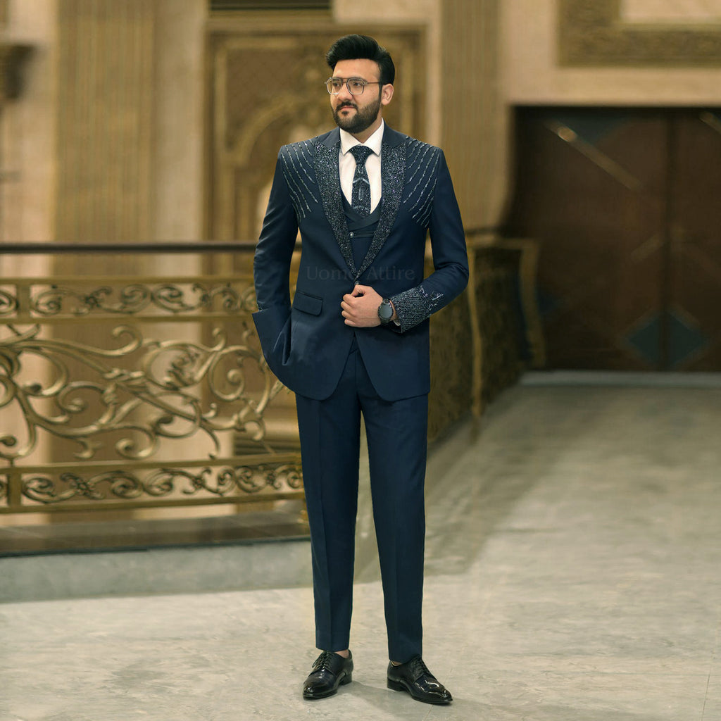 Luxury Custom Made Embellished Tuxedo Suit For Groom