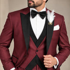 Maroon 3 Piece Tuxedo for Men in Italian Tropical Wool