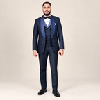 Elegant Embroidered Tuxedo with Traditional Shawl For Groom