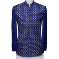 fully silver embellished sharp blue prince coat