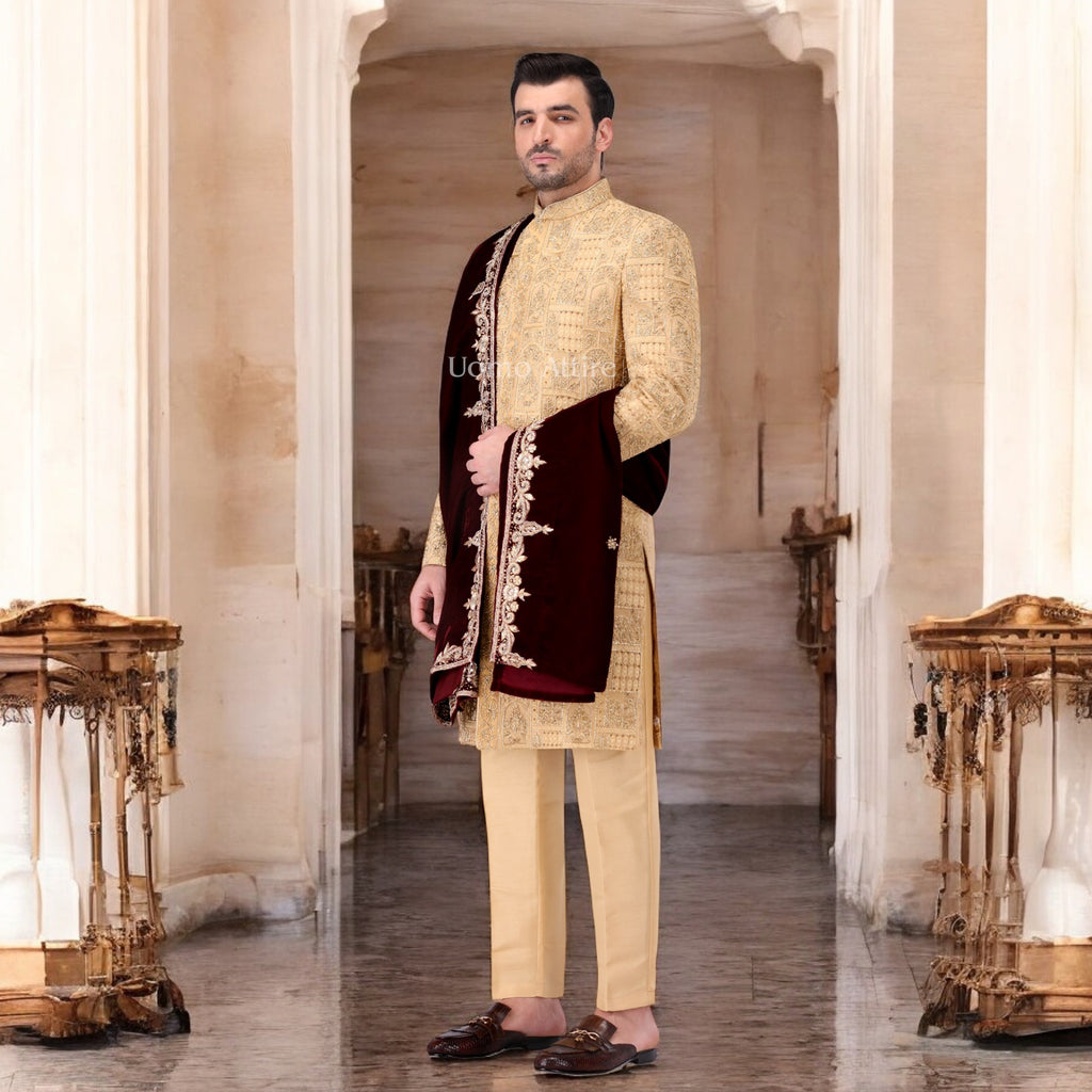 golden-sherwani-design-for-groom