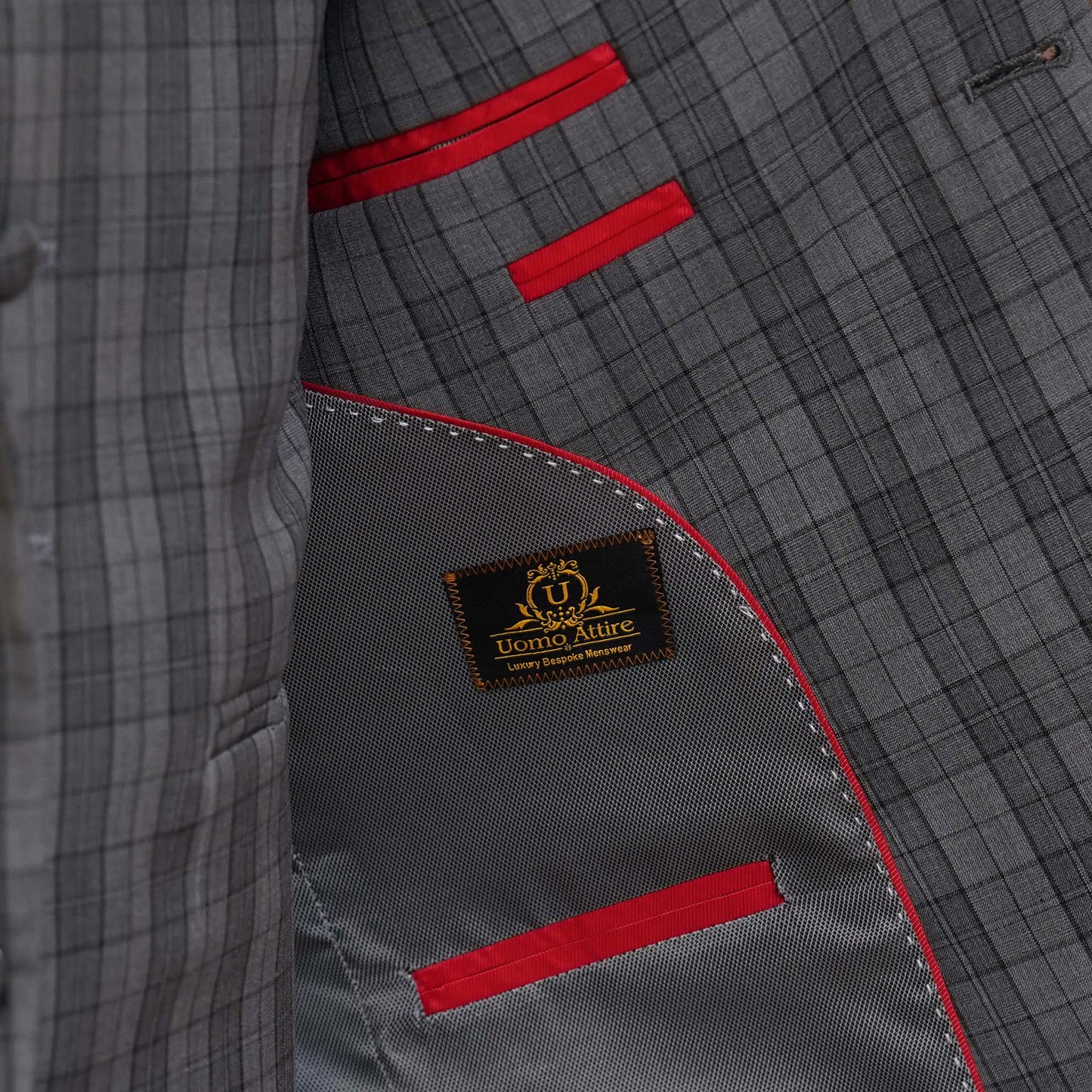 
                  
                    Gray Mini Check 3 Piece Suit for Men Inside Round Fashion | Three Piece Suit for Men
                  
                