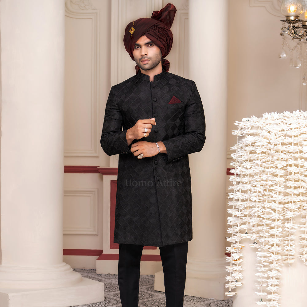 jet black sherwani