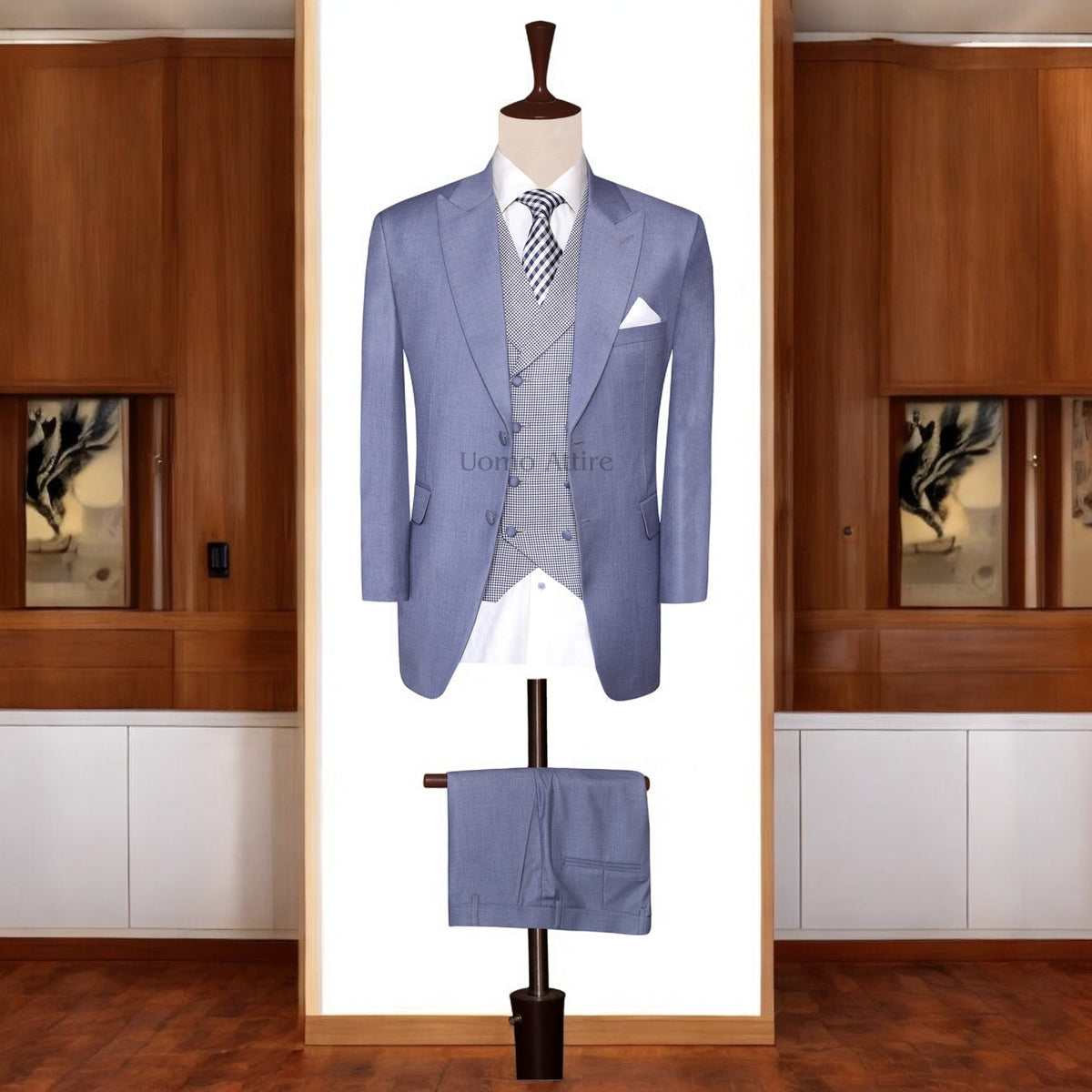 light blue luxury 3 piece suit