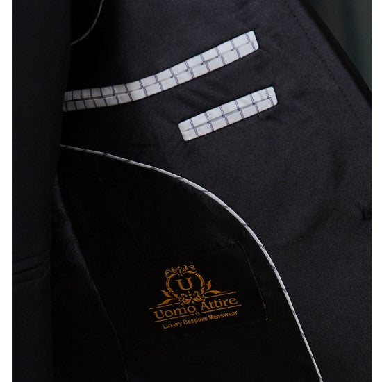 Luxurious black embellished tuxedo 3 piece suit inside fashion| Black Tuxedo Suit