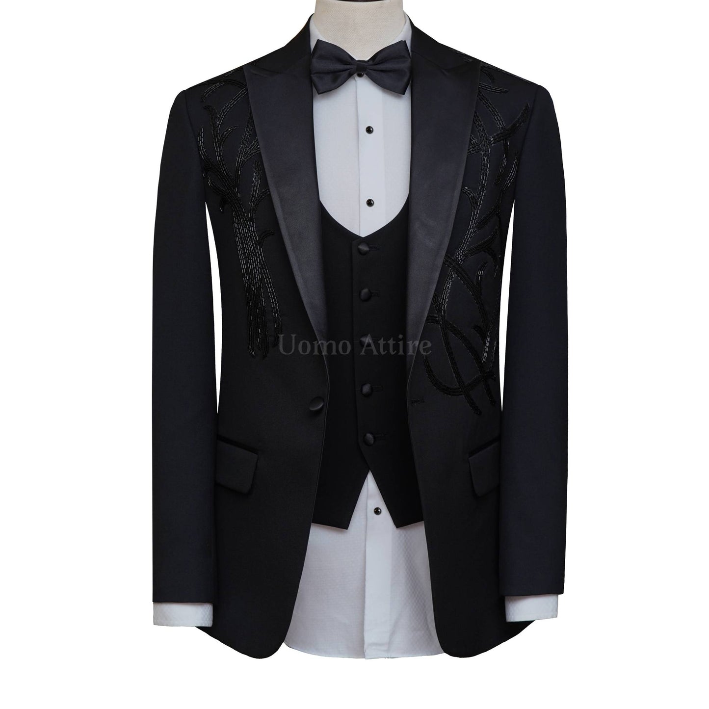 Luxurious Black Tuxedo 3 Piece Suit – Uomo Attire