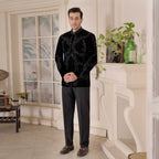Opulent Black Velvet Embellishment and Jeweled Prince Two Piece Suit