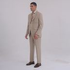 Beige Custom-Made Men's Three-Piece Suit