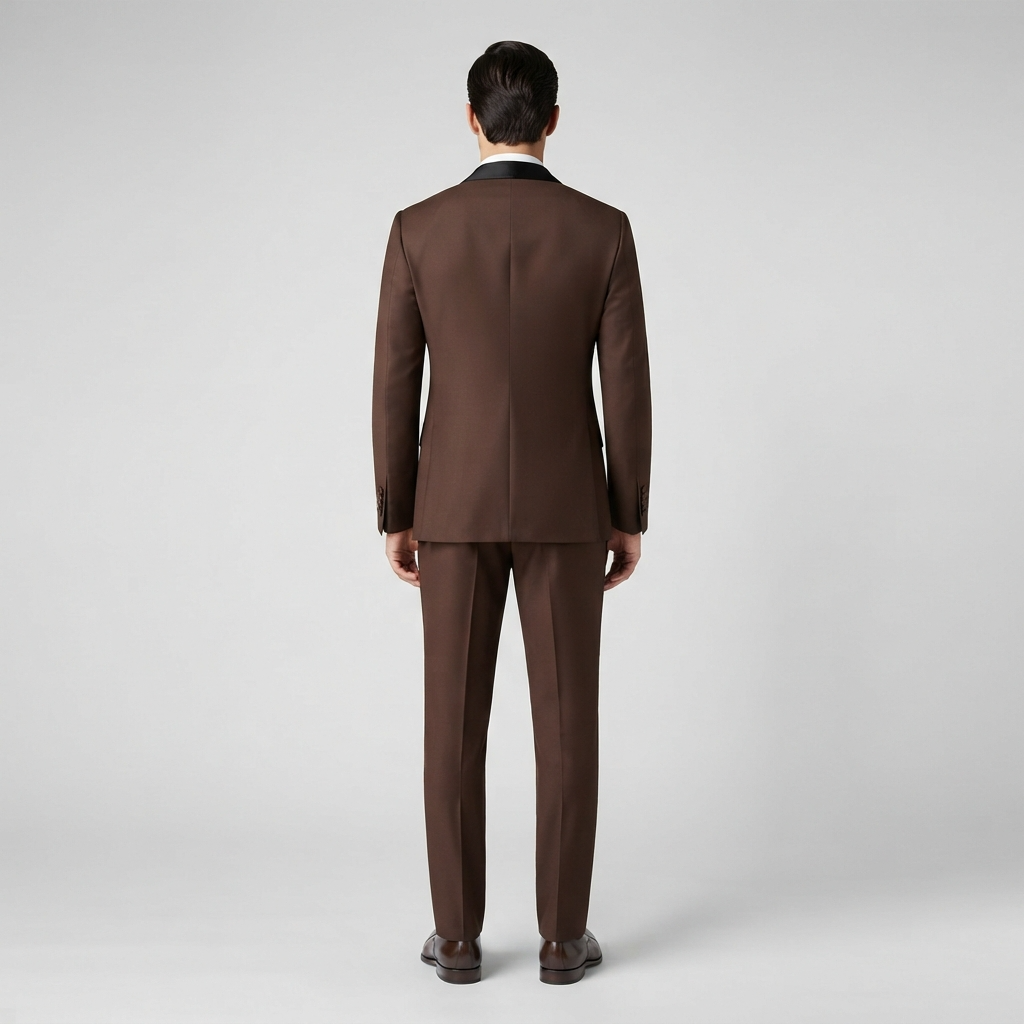 
                  
                    Men's Chocolate Brown Double-Breasted Tuxedo with Satin Shawl Collar
                  
                