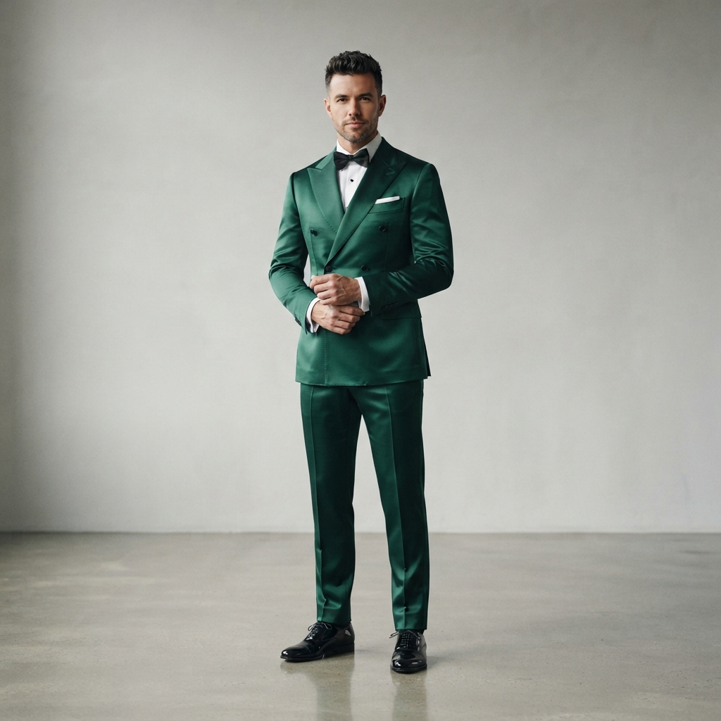
                  
                    Men's Emerald Green Double-Breasted Tuxedo Jacket
                  
                