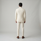 Men's Double-Breasted Ivory Tuxedo Jacket with Peak Lapels