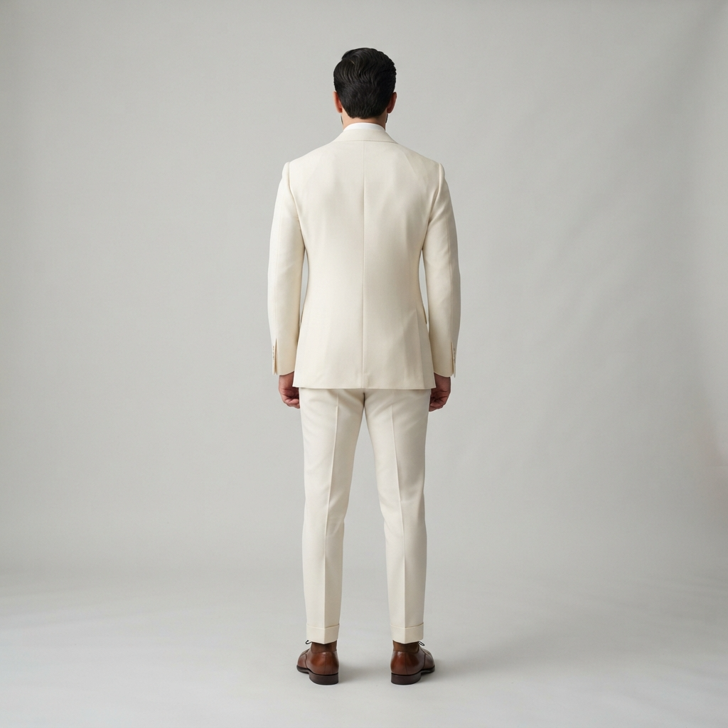 
                  
                    Men's Double-Breasted Ivory Tuxedo Jacket with Peak Lapels
                  
                