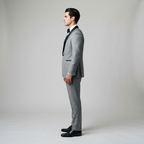 Men's Grey Tuxedo with Black Satin Shawl Lapel