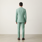 Men's Mint Green Double-Breasted Linen Suit with Gold Buttons