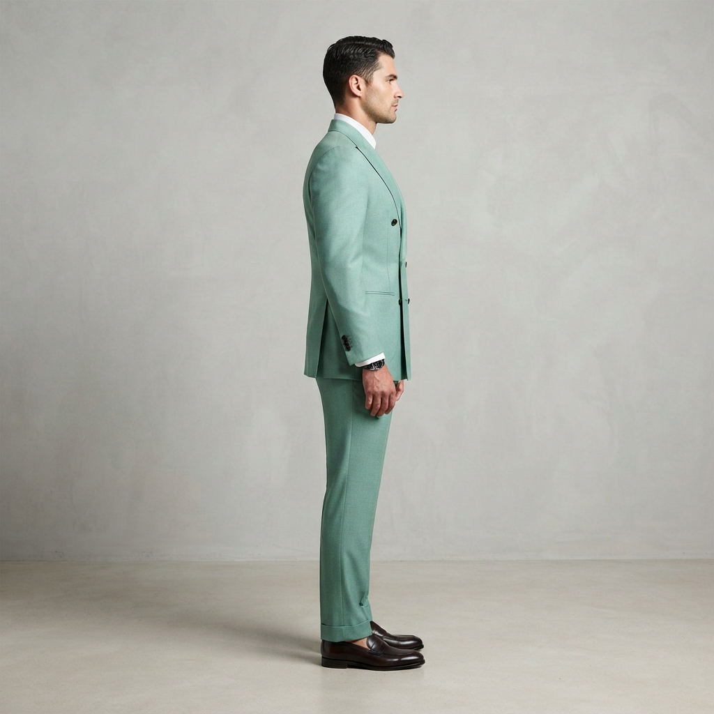 
                  
                    Men's Mint Green Double-Breasted Linen Suit with Gold Buttons
                  
                