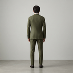 Men's Olive Green Double-Breasted Suit with Peak Lapels