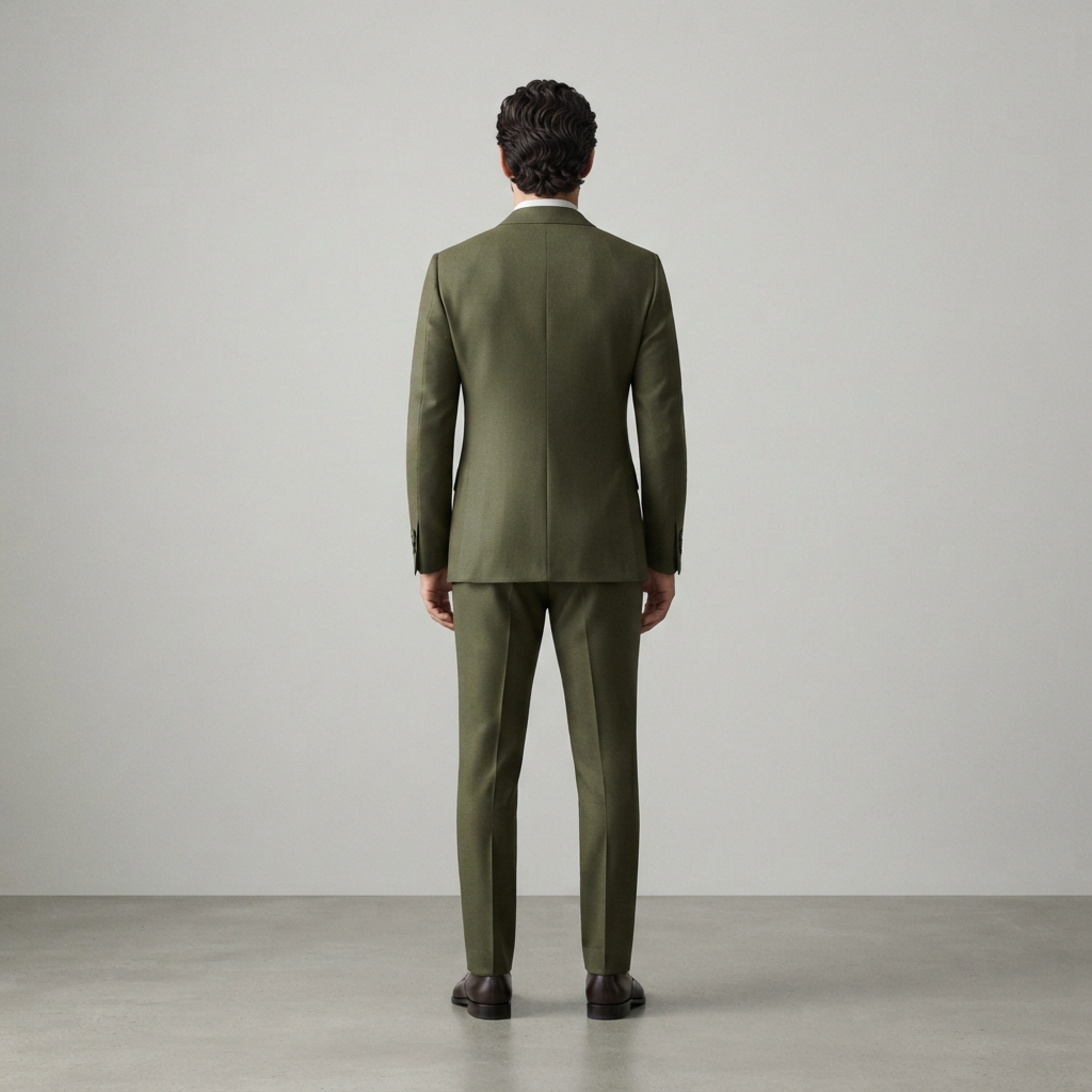 
                  
                    Men's Olive Green Double-Breasted Suit with Peak Lapels
                  
                