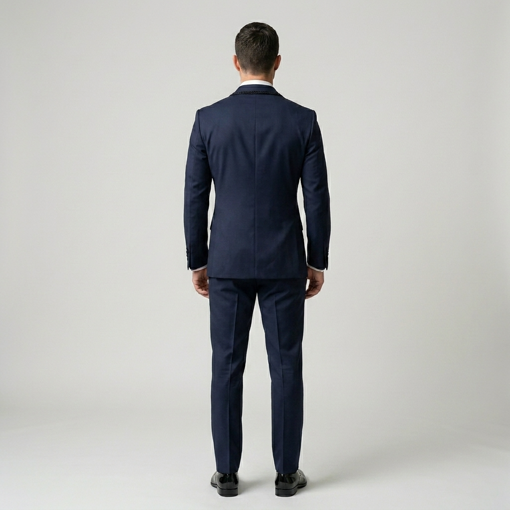 Custom Midnight Blue Double Breasted Tuxedo Jacket