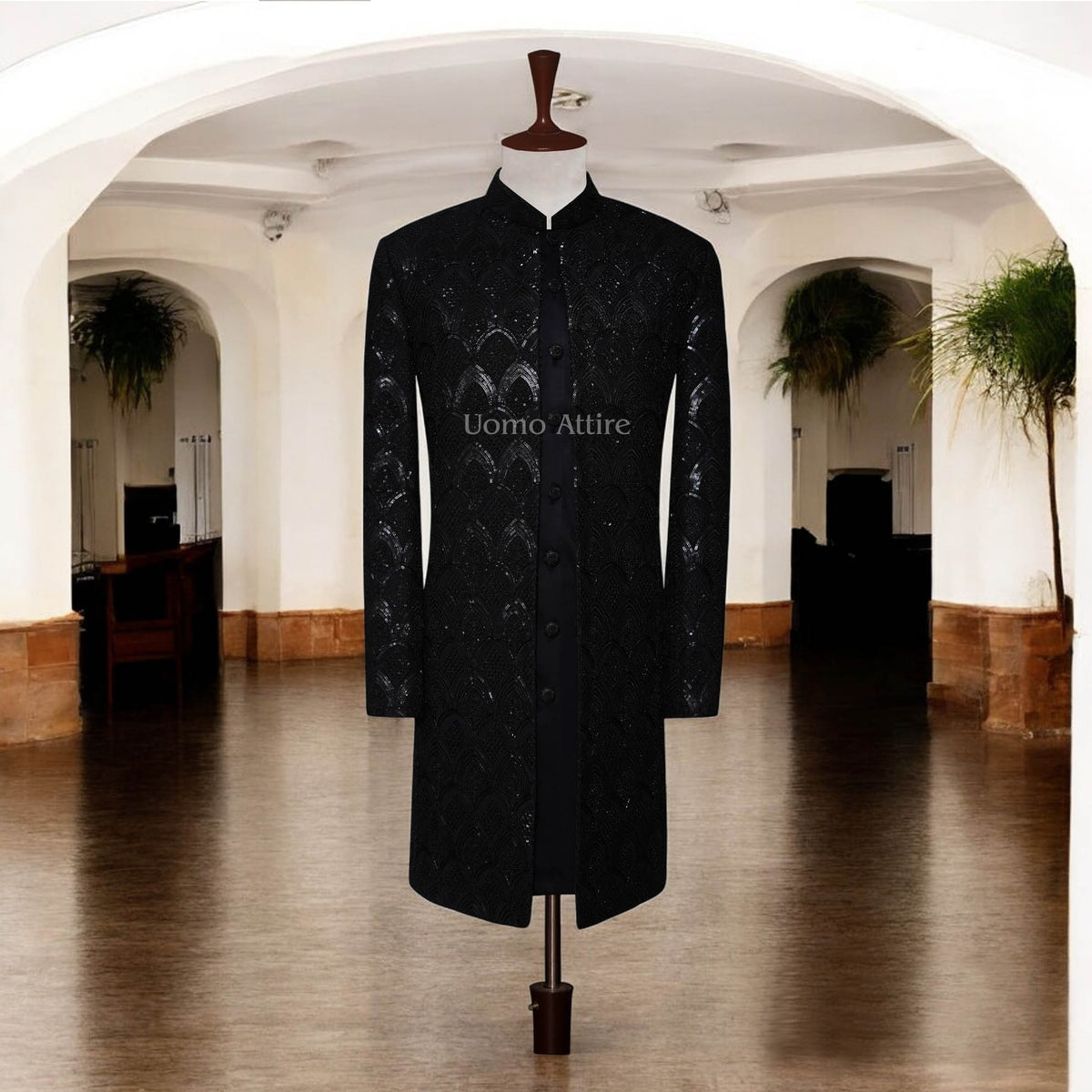open_front_sherwani_with_kurta_pajama