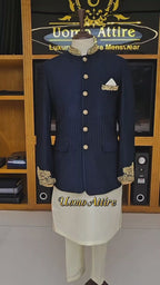 Midnight Blue Jodhpuri Jacket for Men in Hand Embellished