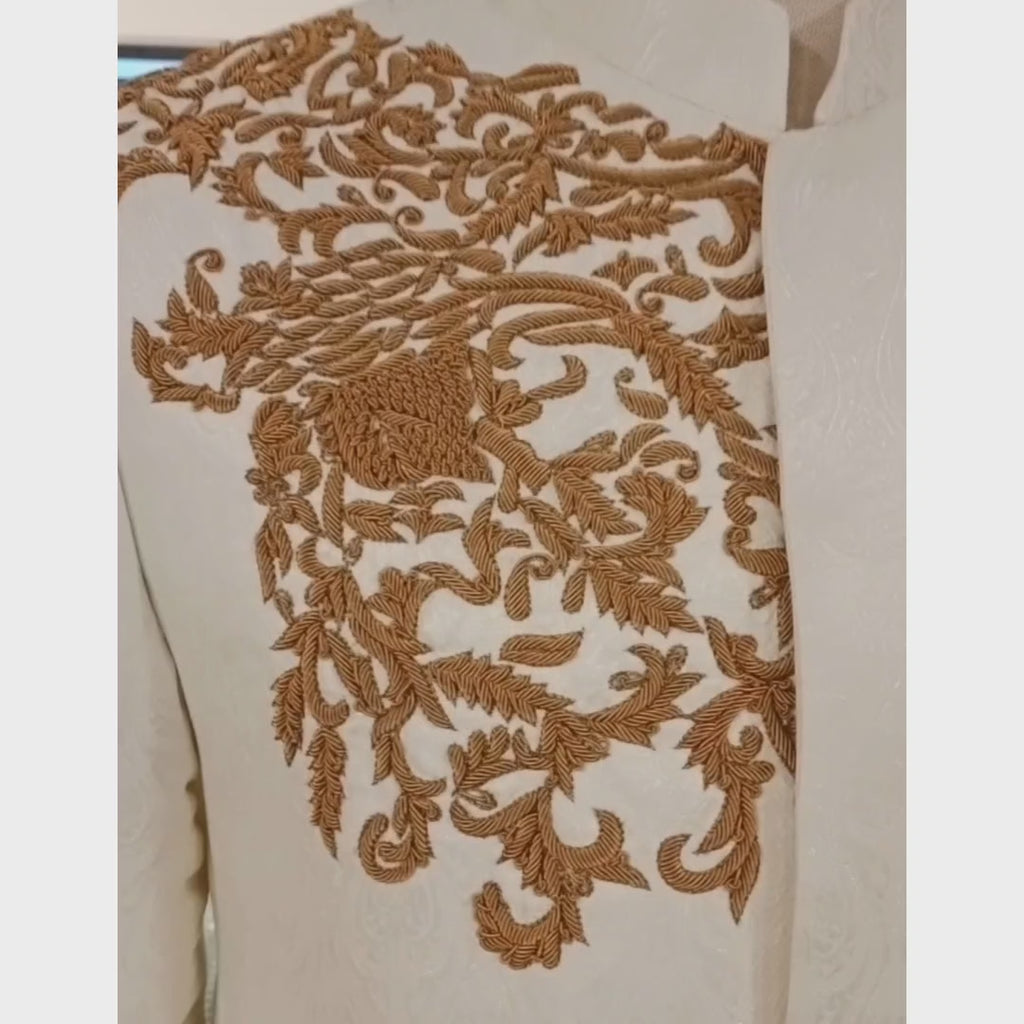 Off White Sherwani for Short Height Groom