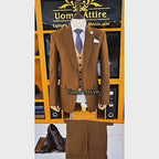 Men's Luxury Brown Double Breasted 3-Piece Suit