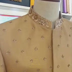 Made-to-order embellished prince coat for elegent look | Golden Prince coat for groom