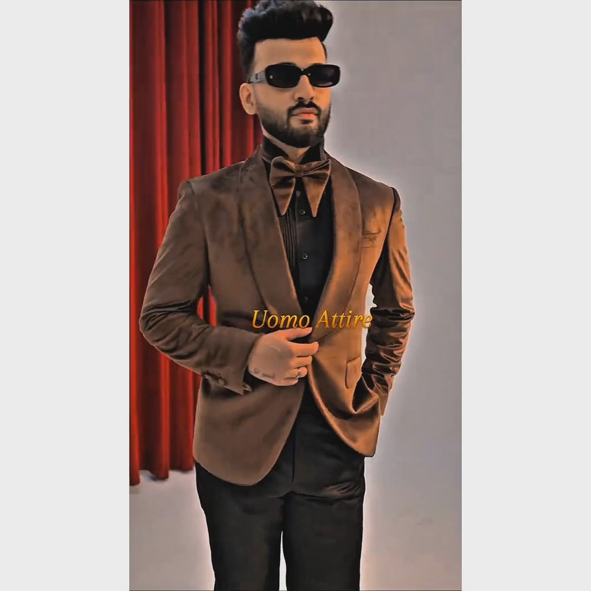 Men's Luxury Brown Velvet Tuxedo 2-Piece Suit