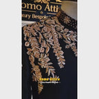 Jet Black Gold Embroidered Prince Coat 2-Piece