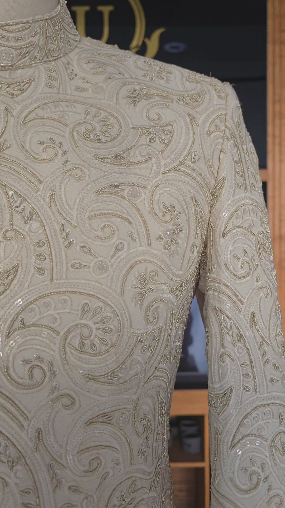 Premium Vanilla White Groom Sherwani with Intricate Embroidery & Hand Embellishment