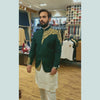 Skin Gold Micro Embellished Bottle Green Prince Coat