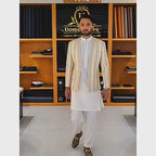 Men's Luxury Off-White Embroidered Prince Coat with White Kurta