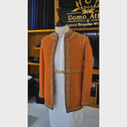 Men's Luxury Orange Embroidered Prince Coat with White Kurta