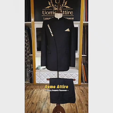 Bespoke Achkan-Style Two-Piece Formal Ensemble