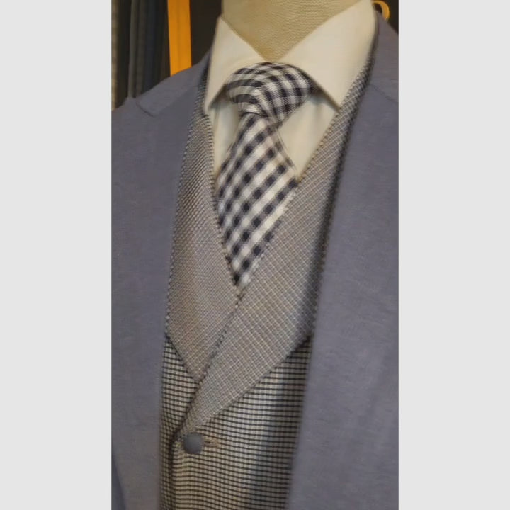 Elegant Light Blue Woolen 3-Piece Suit For Men