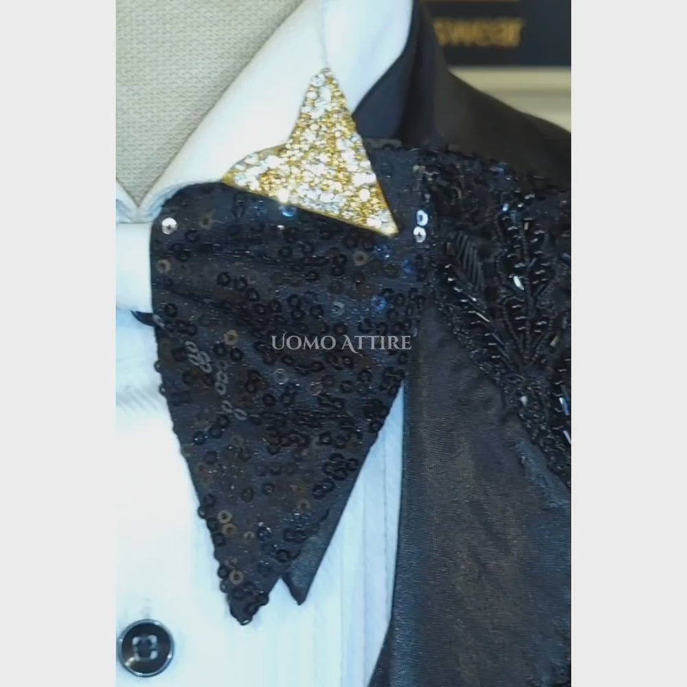 
                  
                    Charger et lire la vidéo dans la visionneuse de la Galerie, Black Tuxedo Wedding for Groom and Special Occasions | Black Tuxedo Suit
                  
                