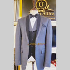 Luxury Charcoal Grey Tuxedo for Men with Black Shawl Lapel and Contrasted Waistcoat