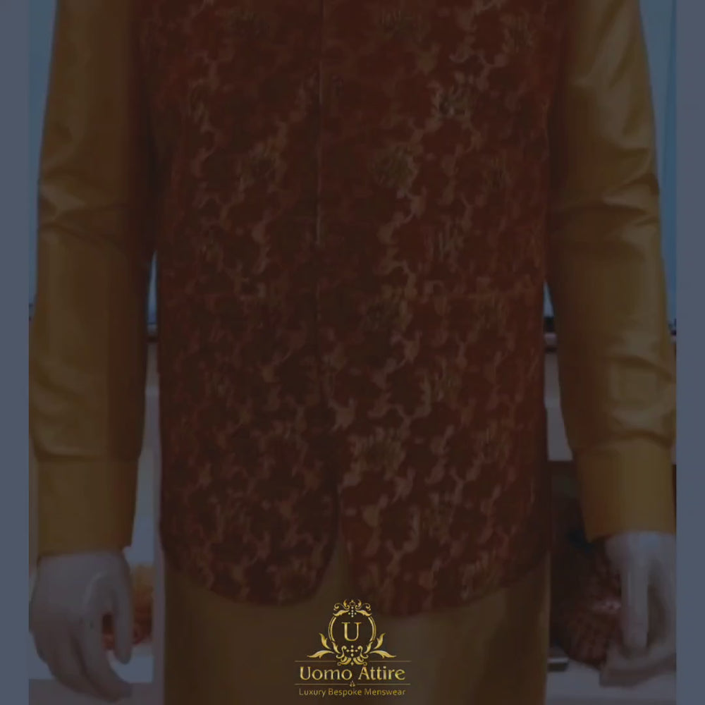 
                  
                    Carica e riproduci video nel visualizzatore Galleria, Mustered self design full micro embellished waistcoat | Waistcoat
                  
                